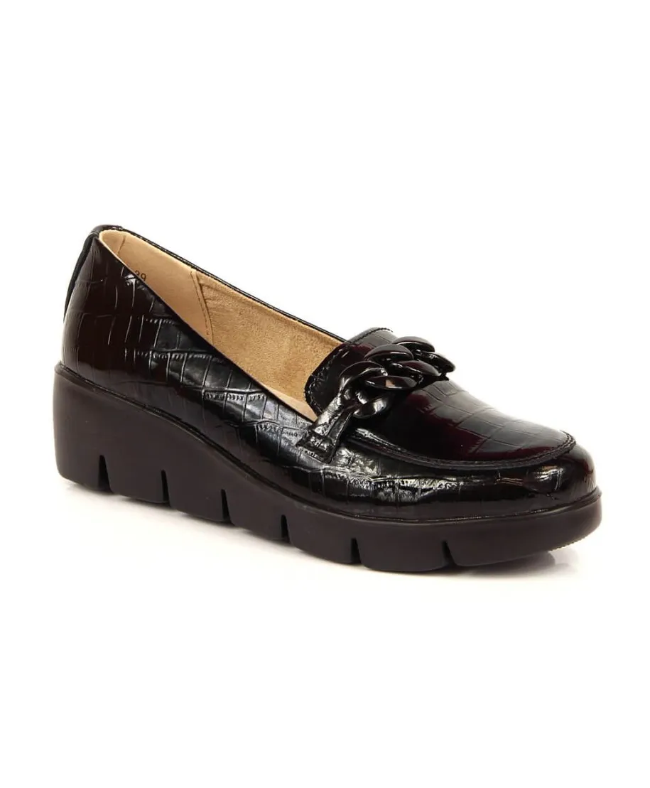 Patent leather crocodile shoes Filippo W PAW364 black