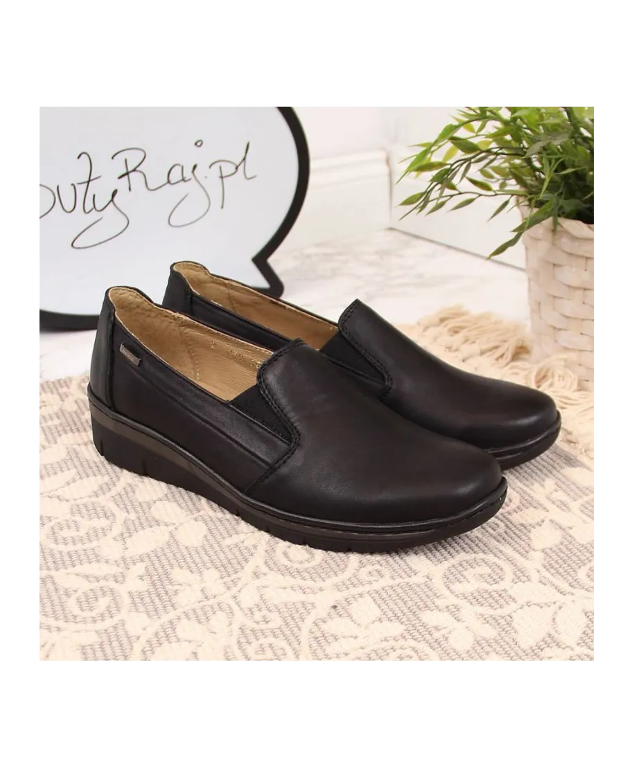 Helios W H350E black leather slip-on shoes