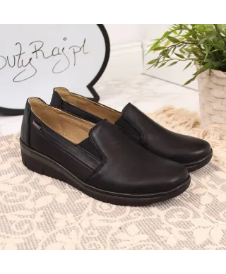 Helios W H350E black leather slip-on shoes