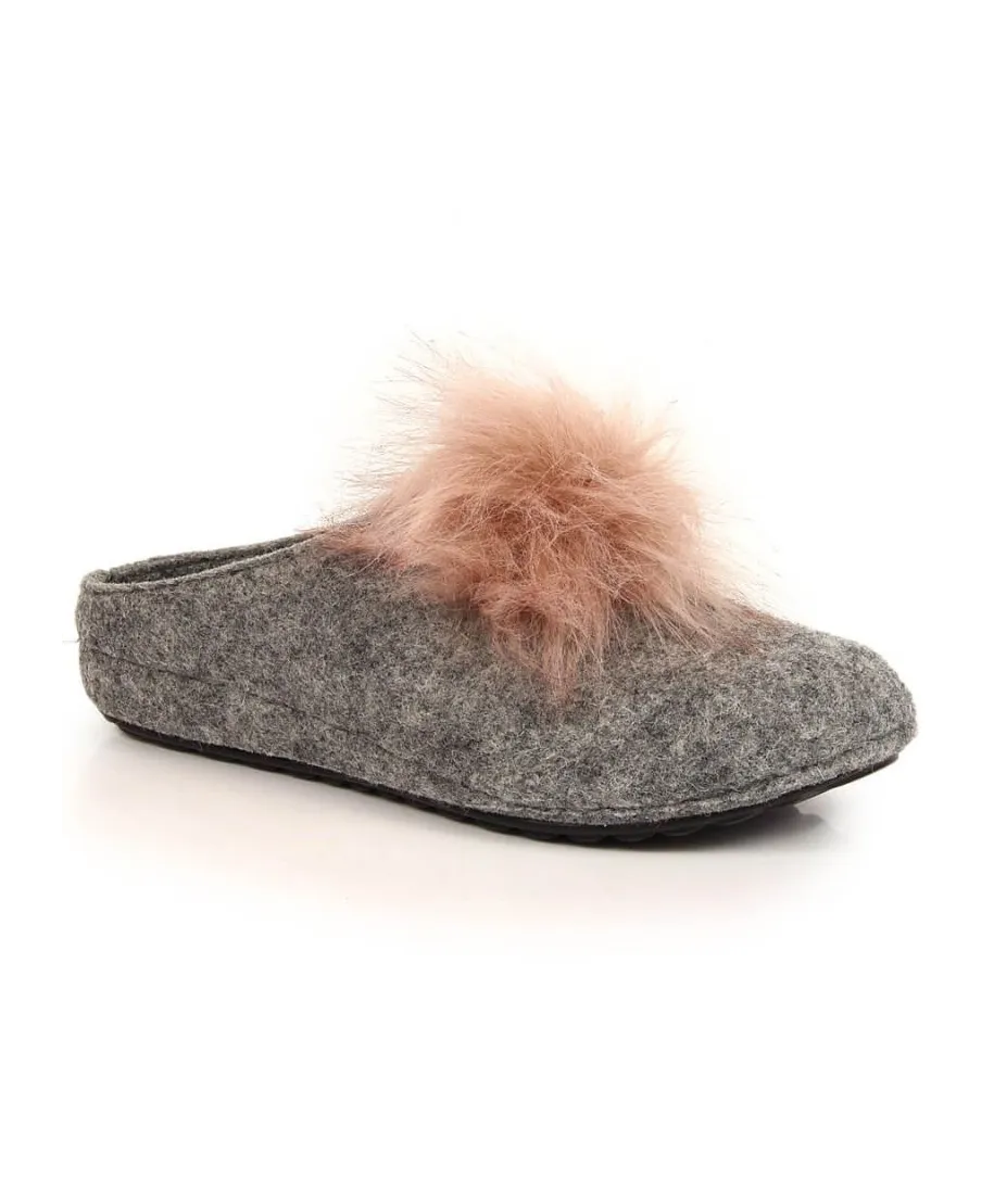 Comfortable felt slippers with pompom Panto Fino W INT1767B