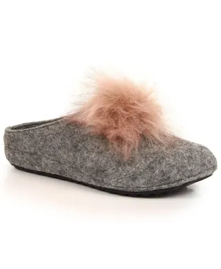 Comfortable felt slippers with pompom Panto Fino W INT1767B