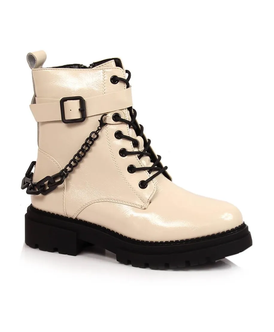 Patent leather ankle boots with chain, insulated Laura La Fi W PM