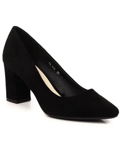 Sergio Leone W SK403A Suede Pumps on a Block Heel Black