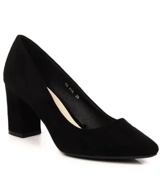 Sergio Leone W SK403A Suede Pumps on a Block Heel Black