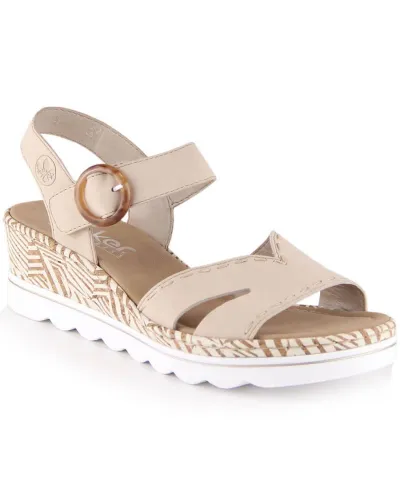 Rieker W RKR595 comfortable wedge sandals beige