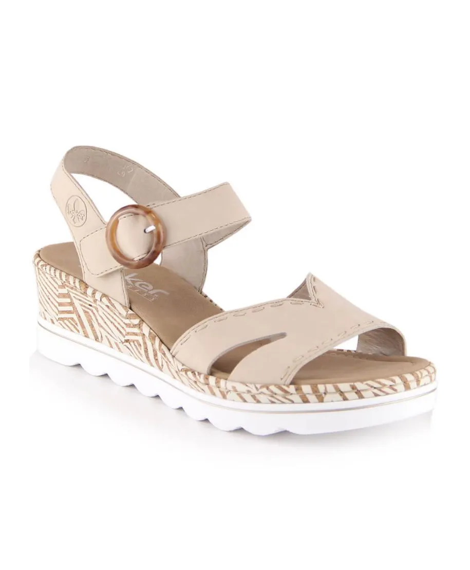 Rieker W RKR595 comfortable wedge sandals beige