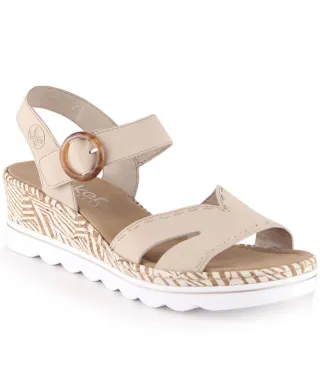 Sandalias cuña cómodas Rieker W RKR595, beige