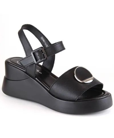 Filippo W DS4411 Leather Wedge Sandals Black