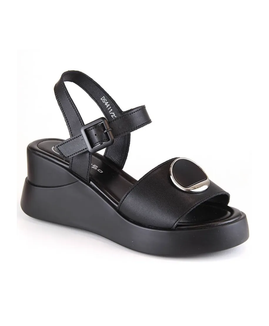 Filippo W DS4411 Leather Wedge Sandals Black