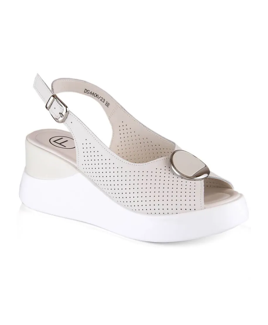 Filippo W DS4406 beige leather wedge sandals