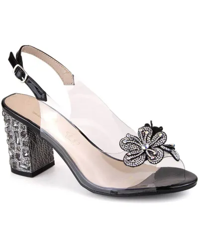 Transparent sandals with zircons S Barski W OLI222A black