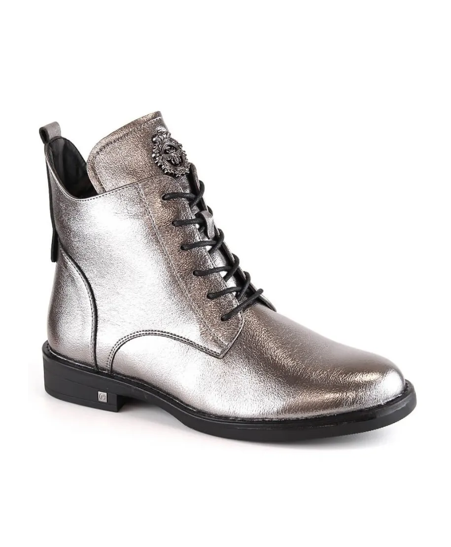 Lace-up and zipper ankle boots Potocki W WOL171D pewter