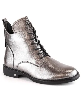 Lace-up and zipper ankle boots Potocki W WOL171D pewter