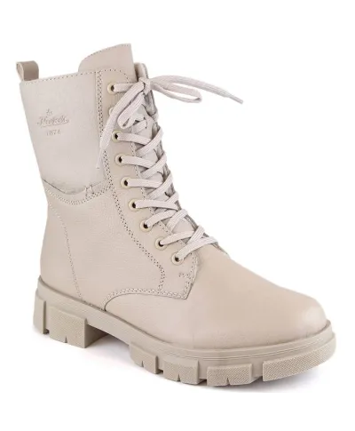 Rieker W RKR613 beige leather insulated comfortable ankle boots