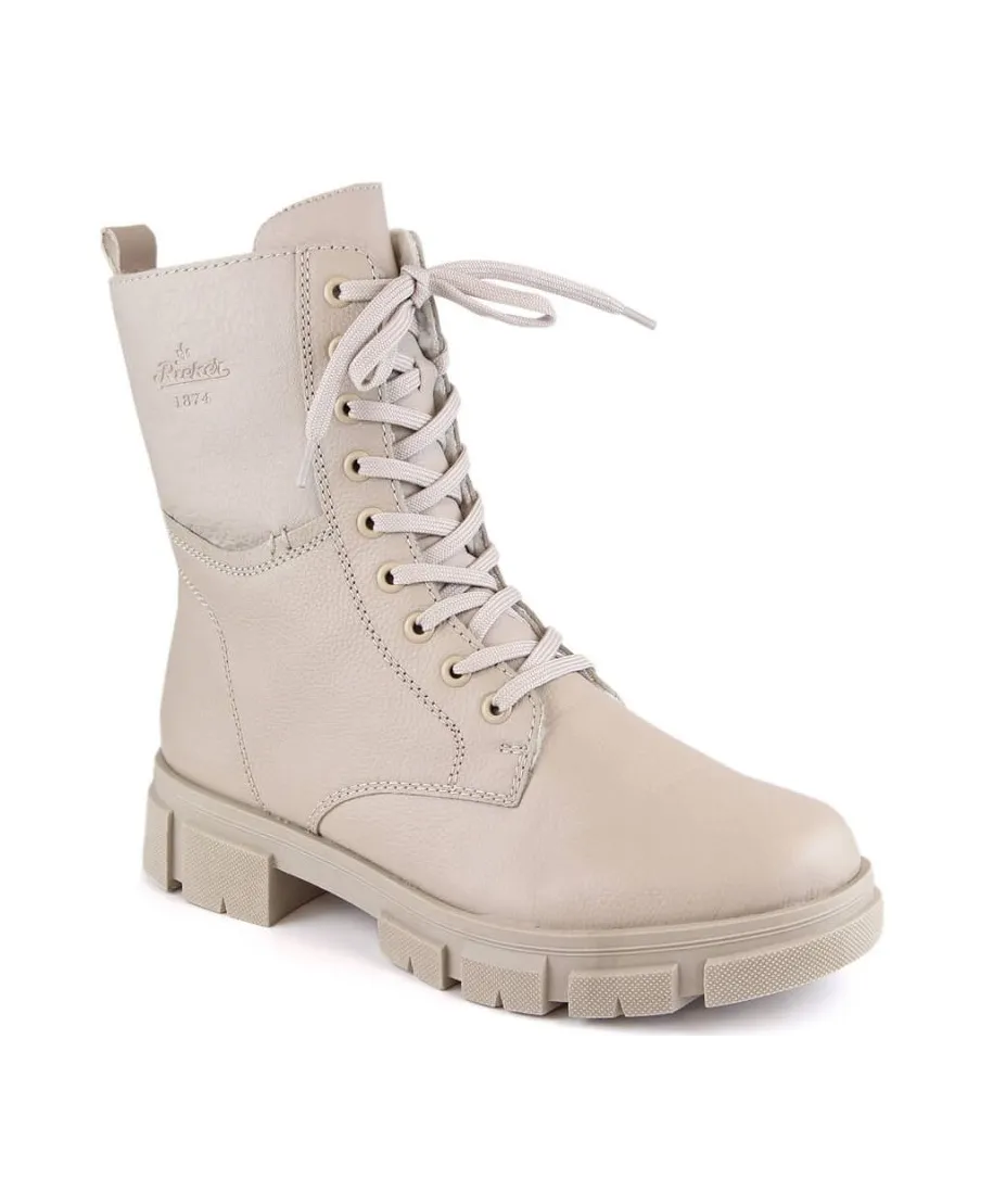 Rieker W RKR613 beige leather insulated comfortable ankle boots