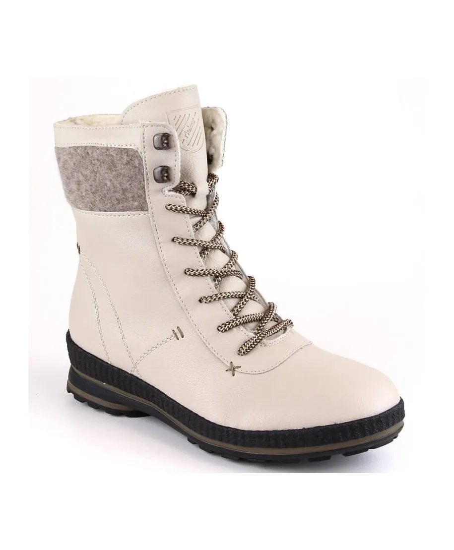 Rieker W RKR614 beige leather insulated comfortable ankle boots