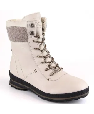 Rieker W RKR614 beige leather insulated comfortable ankle boots