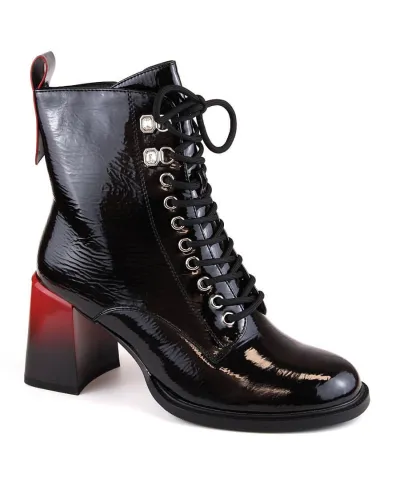 Patent leather high-heeled ankle boots DAS Barski Premium Collection