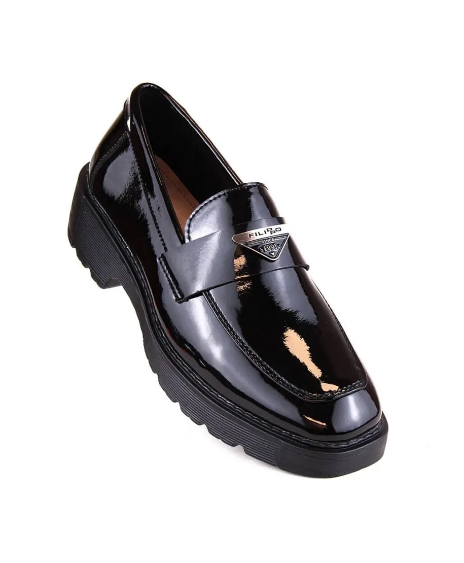 Filippo W PAW463 patent leather slip-on shoes, black