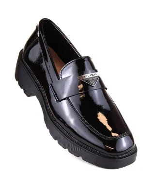 Filippo W PAW463 patent leather slip-on shoes, black