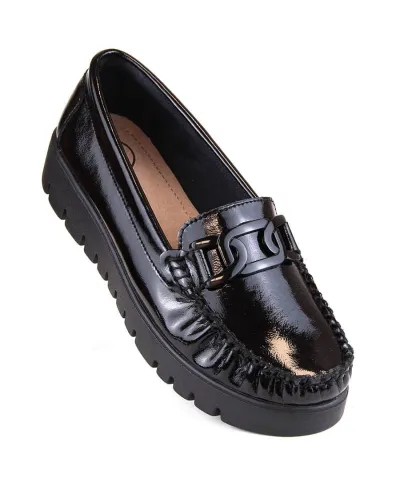 Patent leather loafers on the Filippo W PAW31 platform