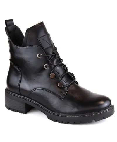 Lace-up and zipper insulated boots Vinceza W JAN239 black