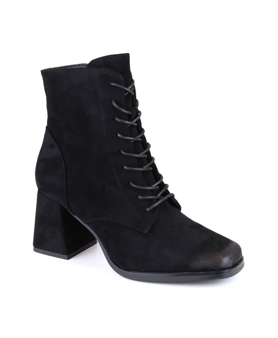 Suede ankle boots with laces and zipper Potocki W WO