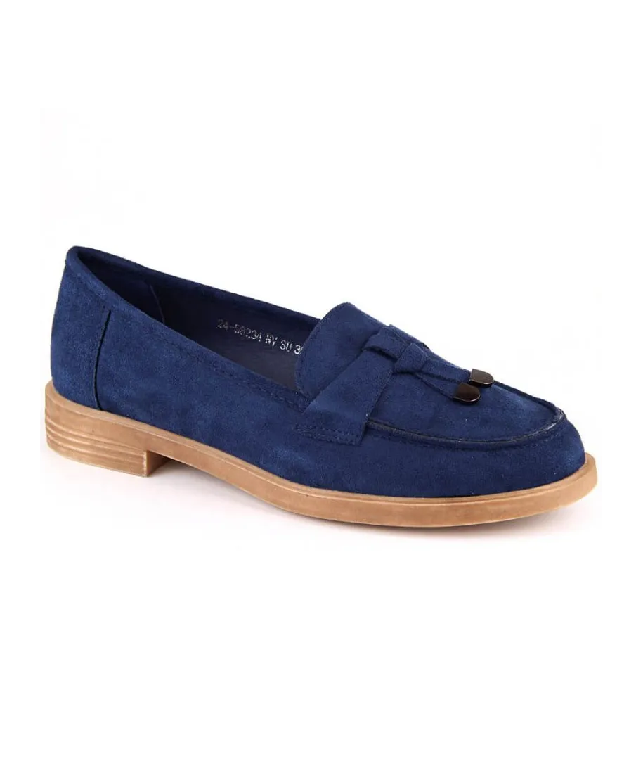 Suede low heel shoes Vinceza W JAN281 sky