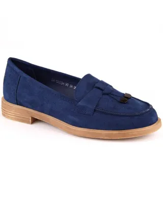 Suede low heel shoes Vinceza W JAN281 sky