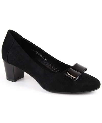 Suede openwork high-heeled shoes Vinceza W JAN285 black