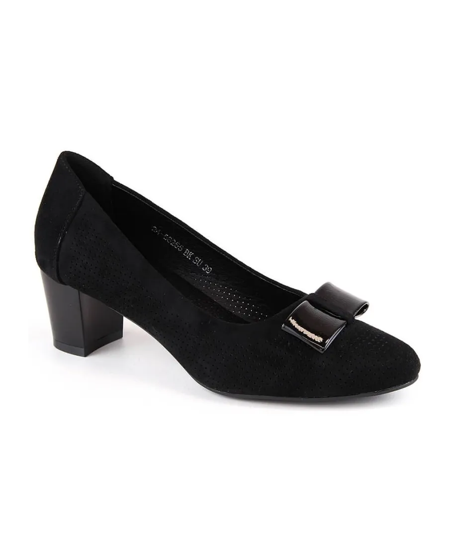 Suede openwork high-heeled shoes Vinceza W JAN285 black