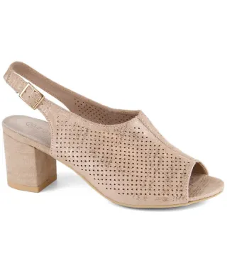 Suede sandals on a block heel Potocki W WOL156C beige