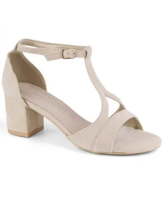 Suede sandals on a block heel Potocki W WOL224B beige