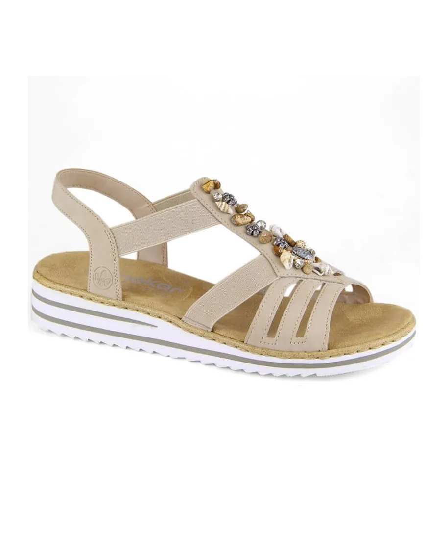 Rieker W RKR680 comfortable sandals beige