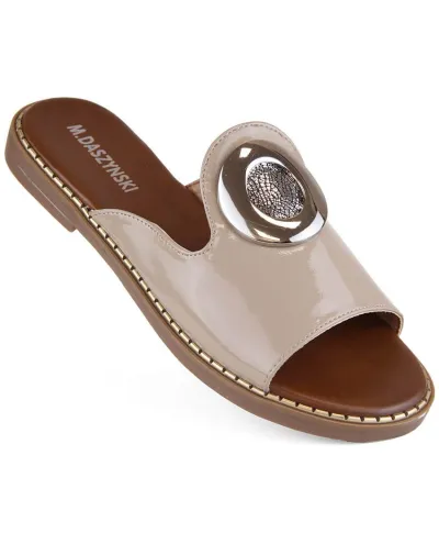 Patent leather flip-flops M Daszyński W SAN34 beige