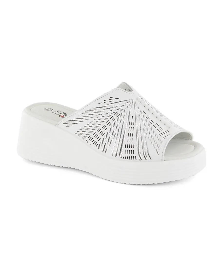 Mules piel cuña S Barski W OLI255A blanco