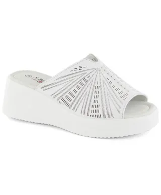 Mules piel cuña S Barski W OLI255A blanco