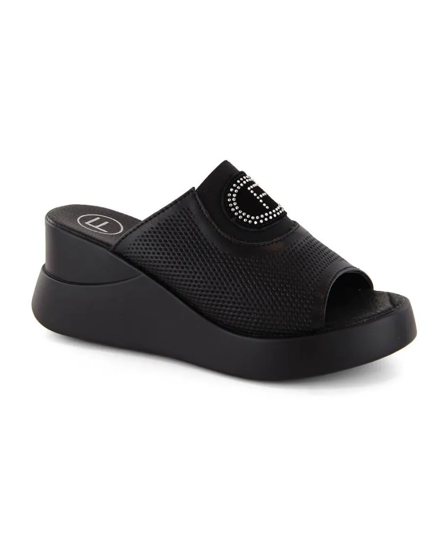 Filippo W PAW532A mules con cuña calada de piel, negro