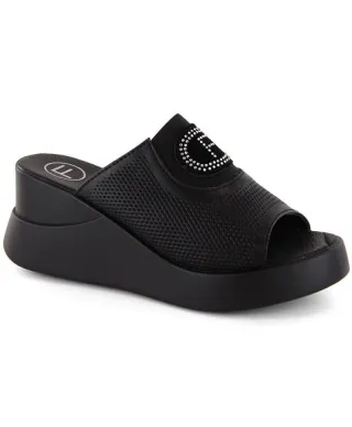 Filippo W PAW532A mules con cuña calada de piel, negro