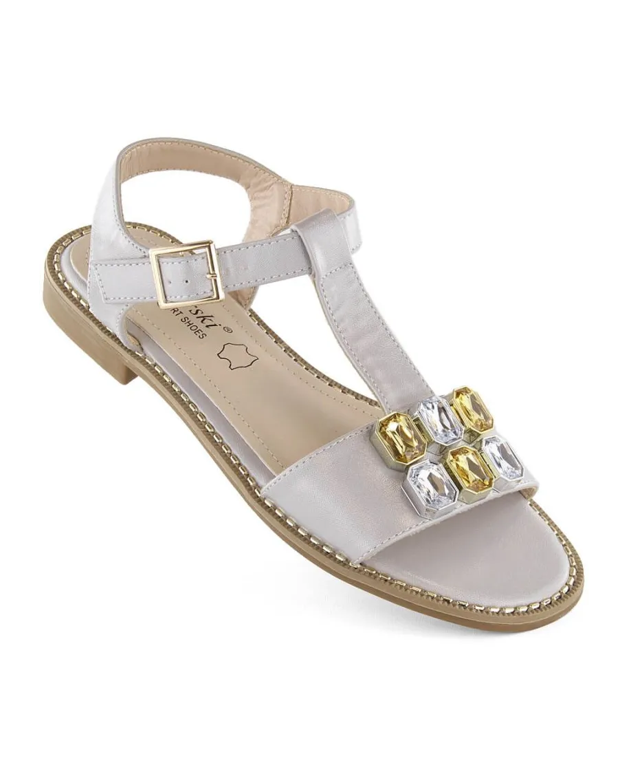 Sandals with zircons comfortable S Barski W OLI261B silver