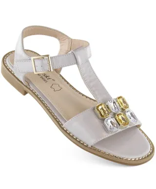 Sandals with zircons comfortable S Barski W OLI261B silver