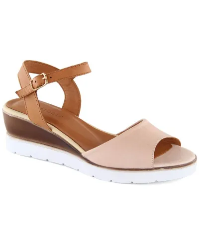 Leather wedge sandals Potocki W WOL243 pink