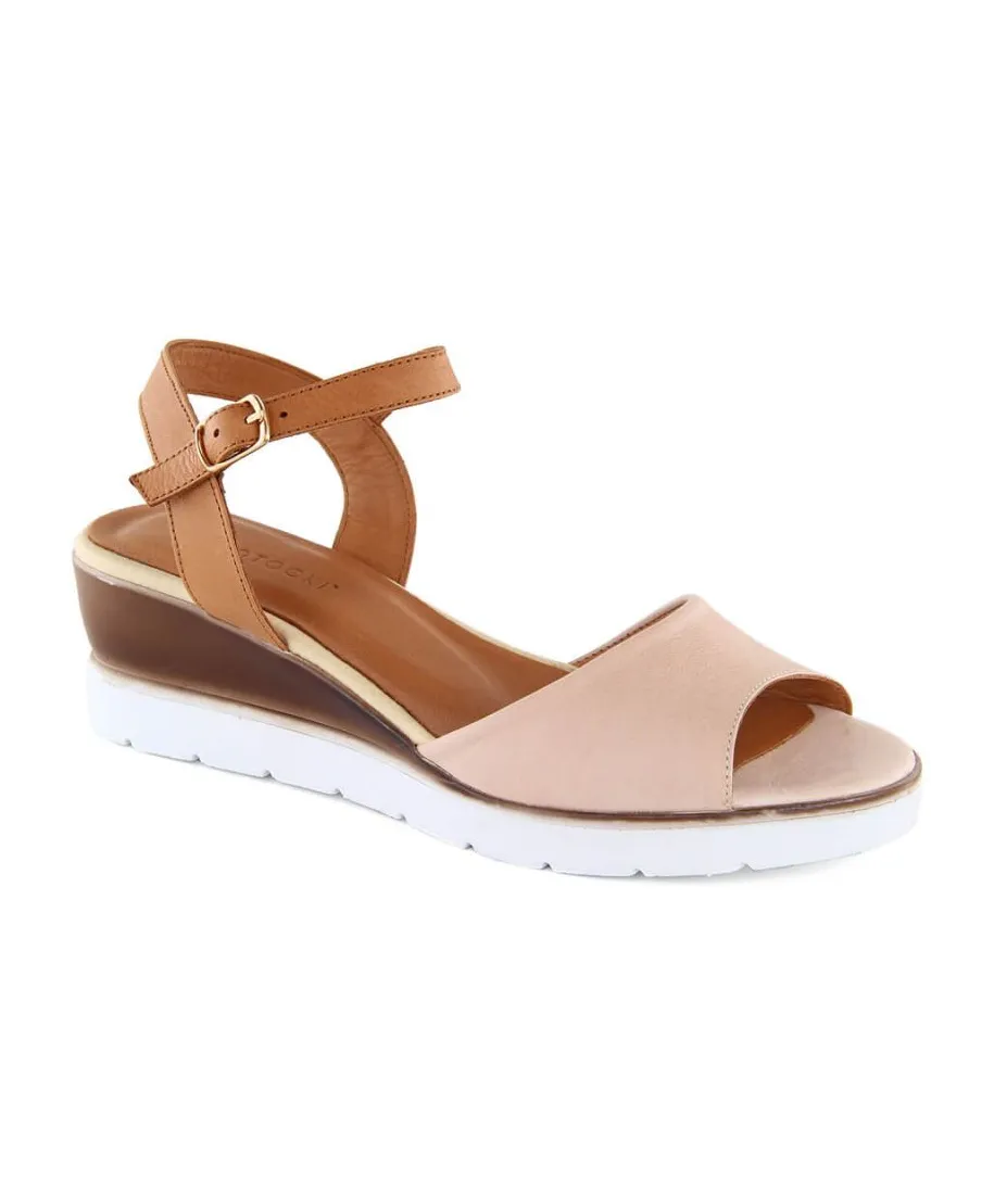 Leather wedge sandals Potocki W WOL243 pink