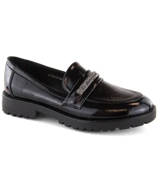 Filippo W PAW545 Zapatos charol negro con circonitas