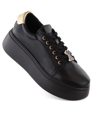 Leather platform shoes Vinceza W JAN313 black