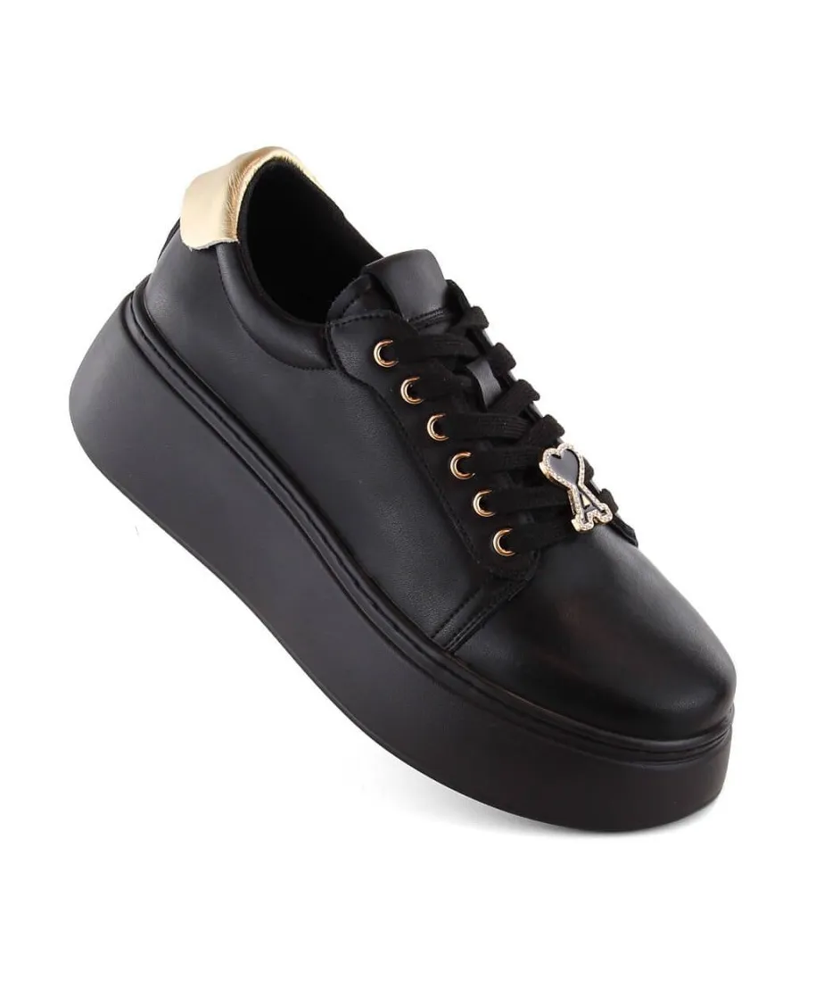 Leather platform shoes Vinceza W JAN313 black