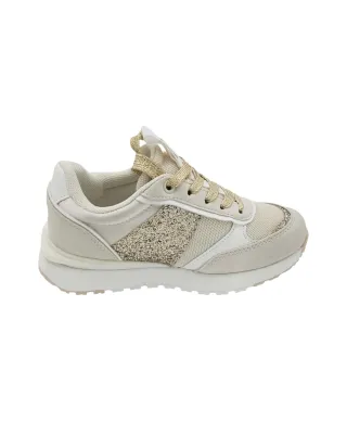 Chika10kids Beige Glitter Runner