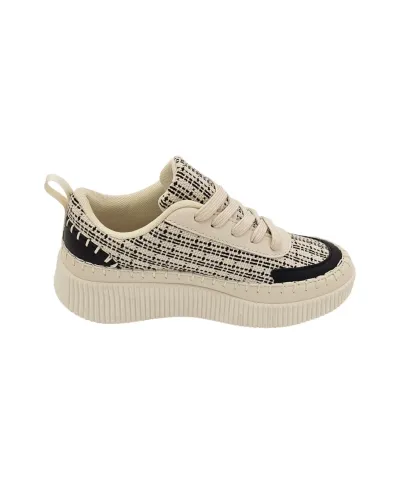 Catherine Blanket Stitch Trainers - Navy & Cream