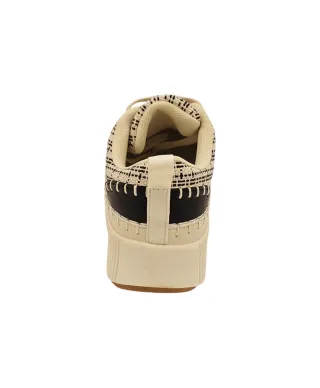 Catherine Blanket Stitch Trainers - Navy & Cream