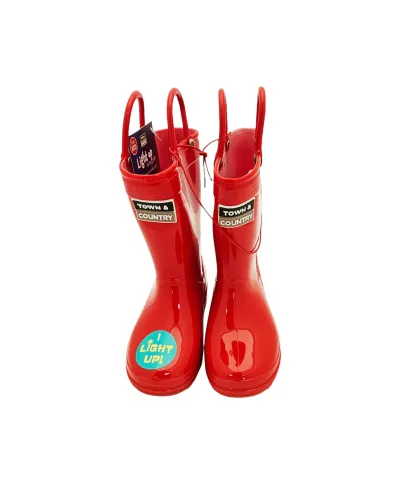 Town & Country Kids Light Up Wellies Red